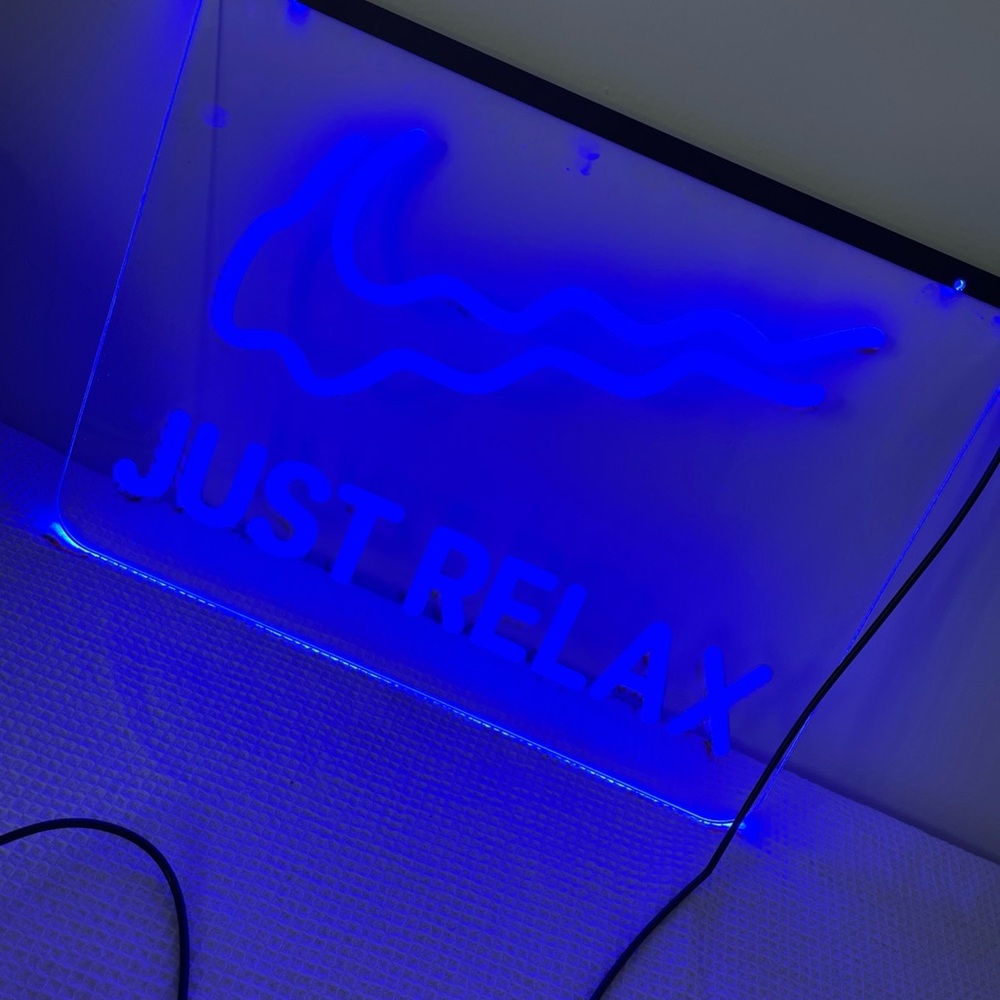 Blue Neon 'Just Relax' Sign 16” by 12” USB no block included adjustable bright - Picture 8 of 16